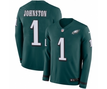 Men's Nike Philadelphia Eagles #1 Cameron Johnston Limited Green Therma Long Sleeve NFL Jersey