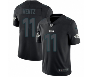 Men's Nike Philadelphia Eagles #11 Carson Wentz Limited Black Rush Impact NFL Jersey