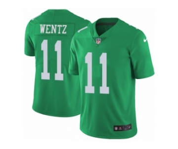 Men's Nike Philadelphia Eagles #11 Carson Wentz Limited Green Rush NFL Jersey