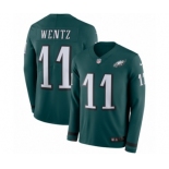 Men's Nike Philadelphia Eagles #11 Carson Wentz Limited Green Therma Long Sleeve NFL Jersey