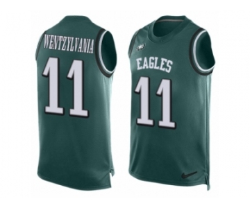 Men's Nike Philadelphia Eagles #11 Carson Wentz Limited Midnight Green Player Name & Number Tank Top Wentzylvania NFL Jersey