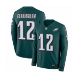 Men's Nike Philadelphia Eagles #12 Randall Cunningham Limited Green Therma Long Sleeve NFL Jersey