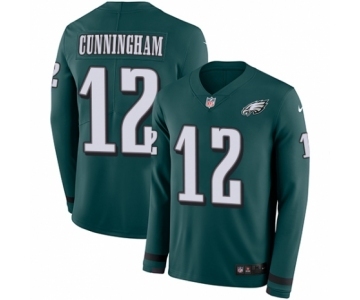 Men's Nike Philadelphia Eagles #12 Randall Cunningham Limited Green Therma Long Sleeve NFL Jersey