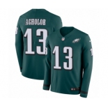 Men's Nike Philadelphia Eagles #13 Nelson Agholor Limited Green Therma Long Sleeve NFL Jersey