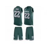 Men's Nike Philadelphia Eagles #22 Sidney Jones Limited Midnight Green Tank Top Suit NFL Jersey