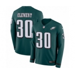 Men's Nike Philadelphia Eagles #30 Corey Clement Limited Green Therma Long Sleeve NFL Jersey