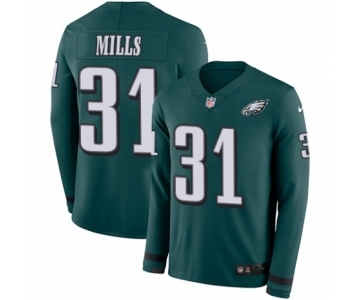 Men's Nike Philadelphia Eagles #31 Jalen Mills Limited Green Therma Long Sleeve NFL Jersey