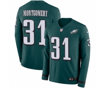 Men's Nike Philadelphia Eagles #31 Wilbert Montgomery Limited Green Therma Long Sleeve NFL Jersey