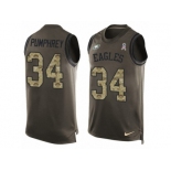 Men's Nike Philadelphia Eagles #34 Donnel Pumphrey Limited Green Salute to Service Tank Top NFL Jersey