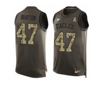 Men's Nike Philadelphia Eagles #47 Trey Burton Limited Green Salute to Service Tank Top NFL Jersey