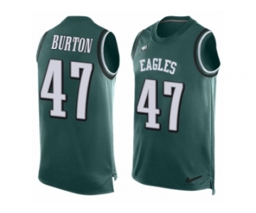 Men's Nike Philadelphia Eagles #47 Trey Burton Limited Midnight Green Player Name & Number Tank Top NFL Jersey