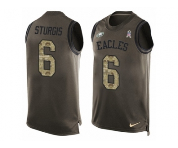 Men's Nike Philadelphia Eagles #6 Caleb Sturgis Limited Green Salute to Service Tank Top NFL Jersey