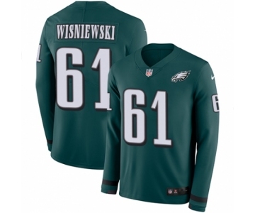 Men's Nike Philadelphia Eagles #61 Stefen Wisniewski Limited Green Therma Long Sleeve NFL Jersey