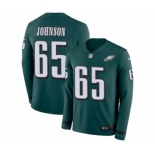 Men's Nike Philadelphia Eagles #65 Lane Johnson Limited Green Therma Long Sleeve NFL Jersey