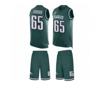 Men's Nike Philadelphia Eagles #65 Lane Johnson Limited Midnight Green Tank Top Suit NFL Jersey