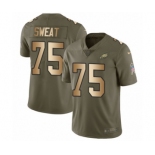 Men's Nike Philadelphia Eagles #75 Josh Sweat Limited Olive Gold 2017 Salute to Service NFL Jersey