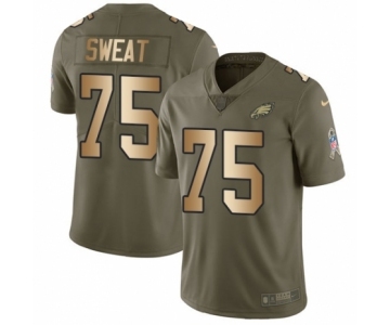 Men's Nike Philadelphia Eagles #75 Josh Sweat Limited Olive Gold 2017 Salute to Service NFL Jersey