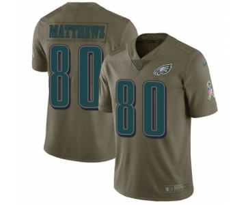 Men's Nike Philadelphia Eagles #80 Jordan Matthews Limited Olive 2017 Salute to Service NFL Jersey