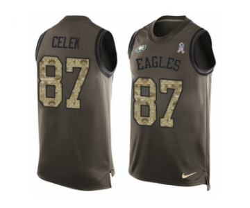 Men's Nike Philadelphia Eagles #87 Brent Celek Limited Green Salute to Service Tank Top NFL Jersey