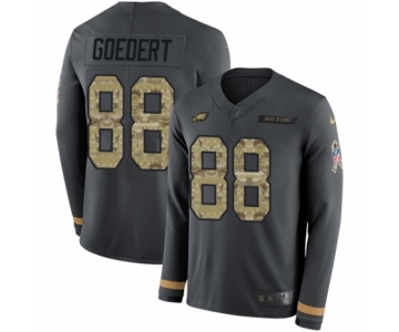 Men's Nike Philadelphia Eagles #88 Dallas Goedert Limited Black Salute to Service Therma Long Sleeve NFL Jersey