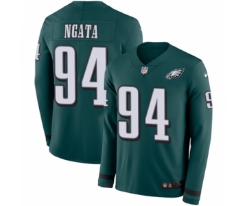 Men's Nike Philadelphia Eagles #94 Haloti Ngata Limited Green Therma Long Sleeve NFL Jersey