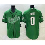 Men's Philadelphia Eagles #0 DAndre Swift Green Cool Base Stitched Baseball Jersey