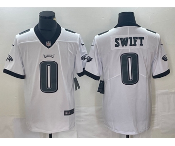 Men's Philadelphia Eagles #0 D'Andre Swift White Vapor Limited Football Stitched Jersey