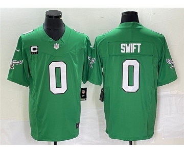 Men's Philadelphia Eagles #0 D’andre Swift Green 2023 F.U.S.E. With C Patch Vapor Untouchable Stitched Football Jersey