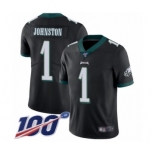 Men's Philadelphia Eagles #1 Cameron Johnston Black Alternate Vapor Untouchable Limited Player 100th Season Football Jersey