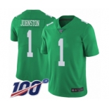 Men's Philadelphia Eagles #1 Cameron Johnston Limited Green Rush Vapor Untouchable 100th Season Football Jersey