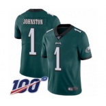 Men's Philadelphia Eagles #1 Cameron Johnston Midnight Green Team Color Vapor Untouchable Limited Player 100th Season Football Jersey