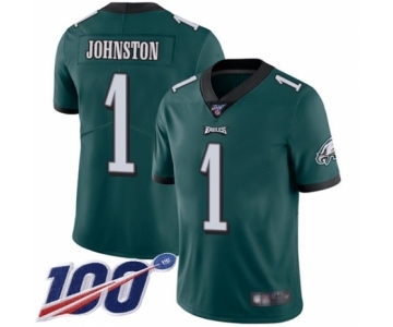 Men's Philadelphia Eagles #1 Cameron Johnston Midnight Green Team Color Vapor Untouchable Limited Player 100th Season Football Jersey