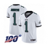 Men's Philadelphia Eagles #1 Cameron Johnston White Vapor Untouchable Limited Player 100th Season Football Jersey