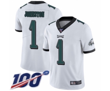 Men's Philadelphia Eagles #1 Cameron Johnston White Vapor Untouchable Limited Player 100th Season Football Jersey