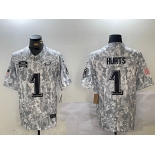 Men's Philadelphia Eagles #1 Jalen Hurts 2024 Arctic Camo Salute To Service Limited Stitched Football Jersey