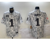 Men's Philadelphia Eagles #1 Jalen Hurts 2024 Arctic Camo Salute To Service Limited Stitched Football Jersey