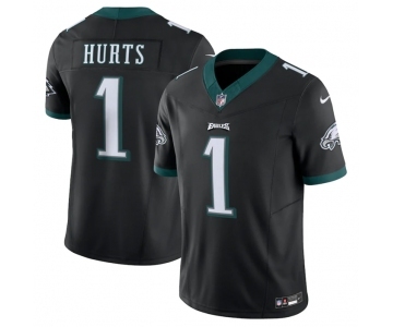 Men's Philadelphia Eagles #1 Jalen Hurts Black 2023 F.U.S.E. Vapor Untouchable Limited Stitched Football Jersey