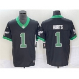 Men's Philadelphia Eagles #1 Jalen Hurts Black 2023 F.U.S.E. Vapor Untouchable Stitched Football Jersey