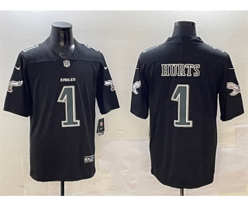 Men's Philadelphia Eagles #1 Jalen Hurts Black Fashion New Vapor Untouchable Limited Stitched Football Jersey