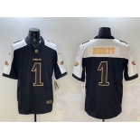 Men's Philadelphia Eagles #1 Jalen Hurts Black Gold New F.U.S.E. Vapor Untouchable Limited Football Stitched Jersey