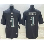 Men's Philadelphia Eagles #1 Jalen Hurts Black Vapor Untouchable Stitched Fashion Limited Jersey