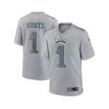 Men's Philadelphia Eagles #1 Jalen Hurts Gray Atmosphere Fashion Stitched Game Jersey