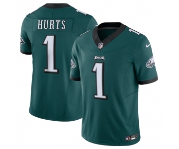 Men's Philadelphia Eagles #1 Jalen Hurts Green 2023 F.U.S.E. Vapor Untouchable Limited Stitched Football Jersey