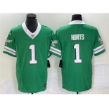 Men's Philadelphia Eagles #1 Jalen Hurts Green 2023 F.U.S.E. Vapor Untouchable Stitched Football Jersey