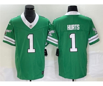 Men's Philadelphia Eagles #1 Jalen Hurts Green 2023 F.U.S.E. Vapor Untouchable Stitched Football Jersey