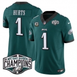 Men's Philadelphia Eagles #1 Jalen Hurts Green 2024 NFC East Champions With 3-Star C Patch F.U.S.E. Vapor Untouchable Limited Stitched Football Jersey