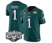 Men's Philadelphia Eagles #1 Jalen Hurts Green 2024 NFC East Champions With 3-Star C Patch F.U.S.E. Vapor Untouchable Limited Stitched Football Jersey