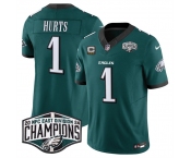 Men's Philadelphia Eagles #1 Jalen Hurts Green 2024 New NFC East Champions With 3-Star C Patch F.U.S.E. Vapor Untouchable Limited Stitched Football Jersey