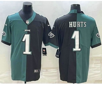 Men's Philadelphia Eagles #1 Jalen Hurts Green Black Two Tone Vapor Untouchable Stitched Limited Jersey