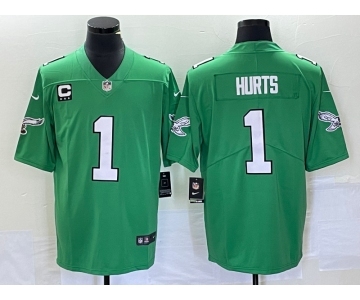 Men's Philadelphia Eagles #1 Jalen Hurts Grey With Patch Atmosphere Fashion Stitched Jersey